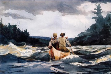 Canoe in the Rapids Winslow Homer watercolour Oil Paintings